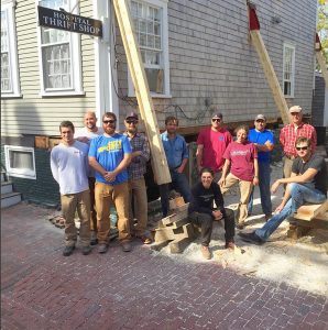 The North Bennet Street School's Preservation Carpentry Class in front of Nantucket Cottage Hospital Thrift Shop